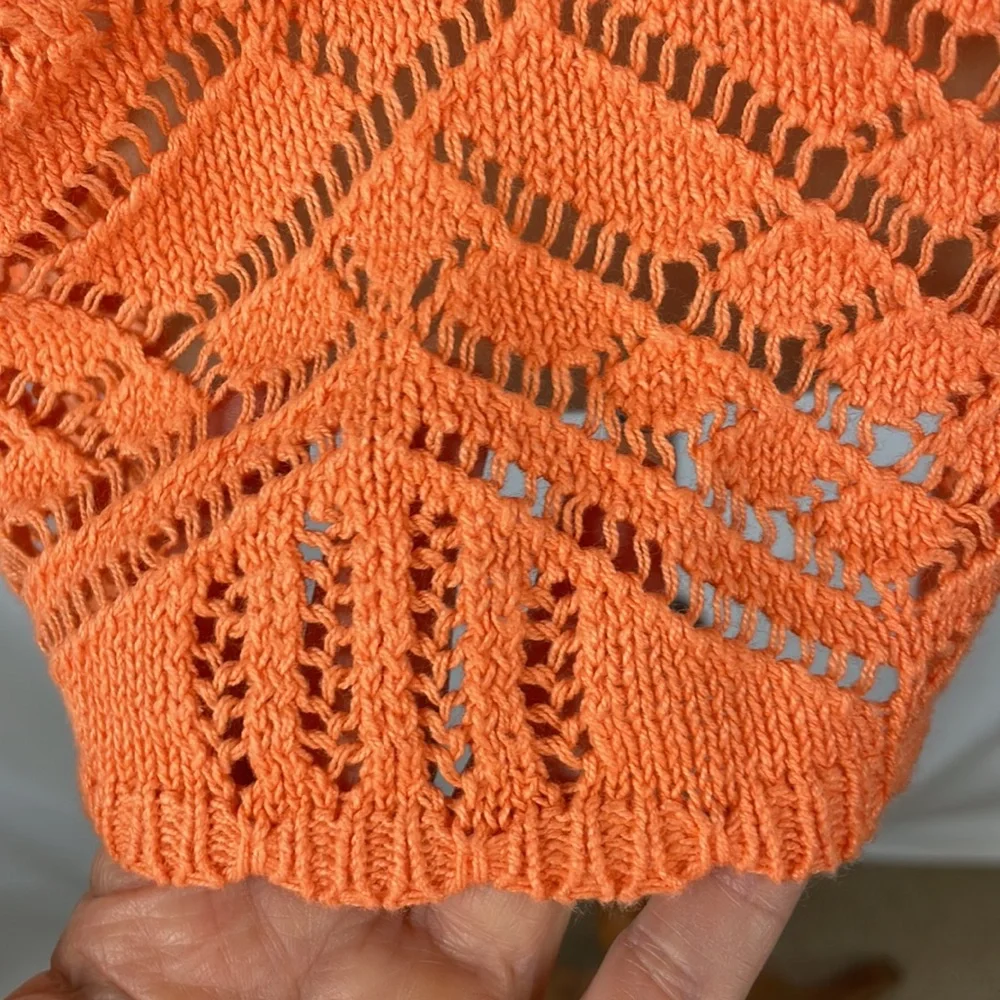 Chico's Orange Open Knit Shrug Cardigan Sweater - Size 1 = Medium/Size 8 - Picture 8 of 12